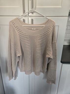 Moth Light Beige Open-Knit Sweater